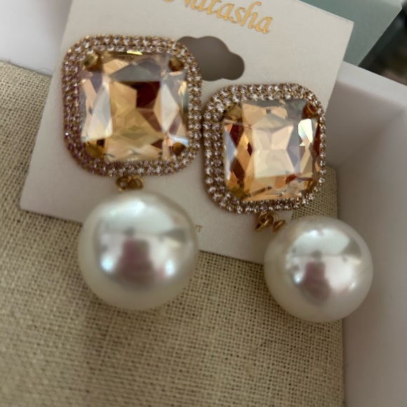 Natasha Couture Gold and Cream Earrings - Picture 8 of 10